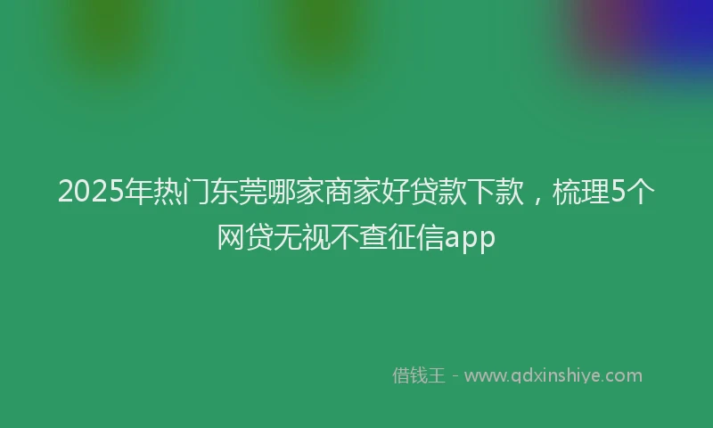 2025年热门东莞哪家商家好贷款下款，梳理5个网贷无视不查征信app