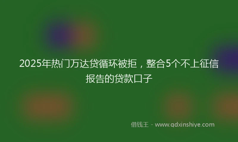 2025年热门万达贷循环被拒，整合5个不上征信报告的贷款口子