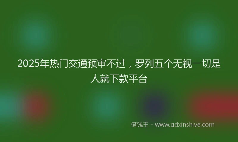 2025年热门交通预审不过，罗列五个无视一切是人就下款平台
