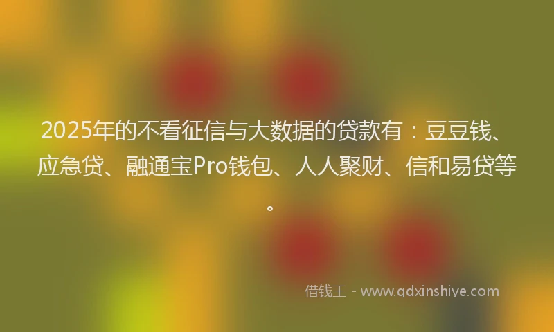 2025年的不看征信与大数据的贷款有：豆豆钱、应急贷、融通宝Pro钱包、人人聚财、信和易贷等。