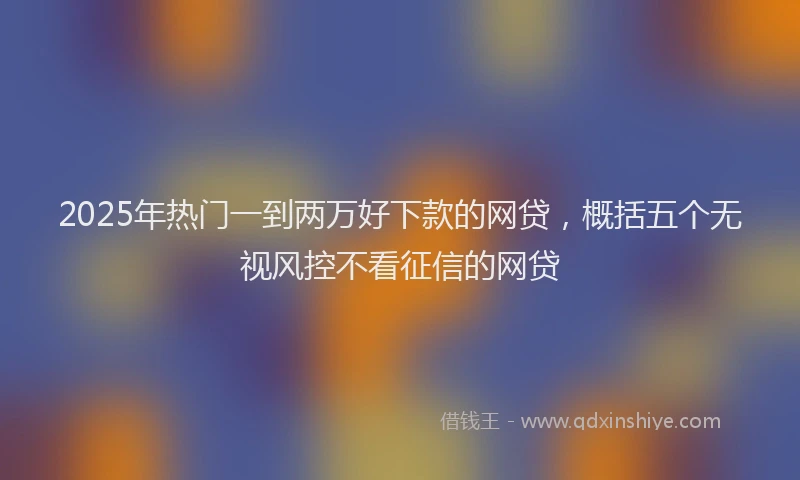2025年热门一到两万好下款的网贷，概括五个无视风控不看征信的网贷