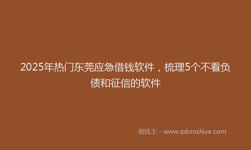 2025年热门东莞应急借钱软件，梳理5个不看负债和征信的软件