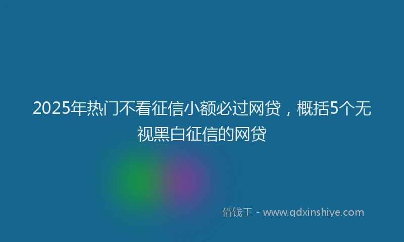 2025年热门不看征信小额必过网贷，概括5个无视黑白征信的网贷