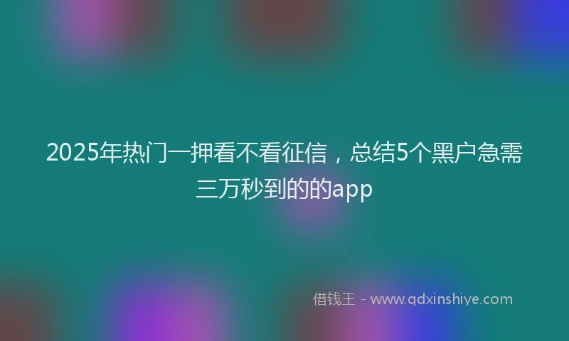 2025年热门一押看不看征信，总结5个黑户急需三万秒到的的app