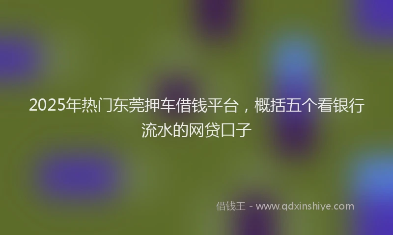 2025年热门东莞押车借钱平台，概括五个看银行流水的网贷口子