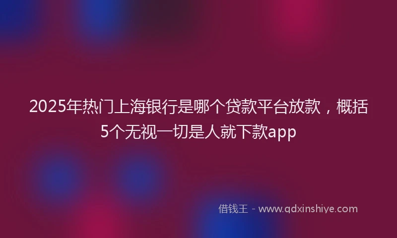 2025年热门上海银行是哪个贷款平台放款，概括5个无视一切是人就下款app