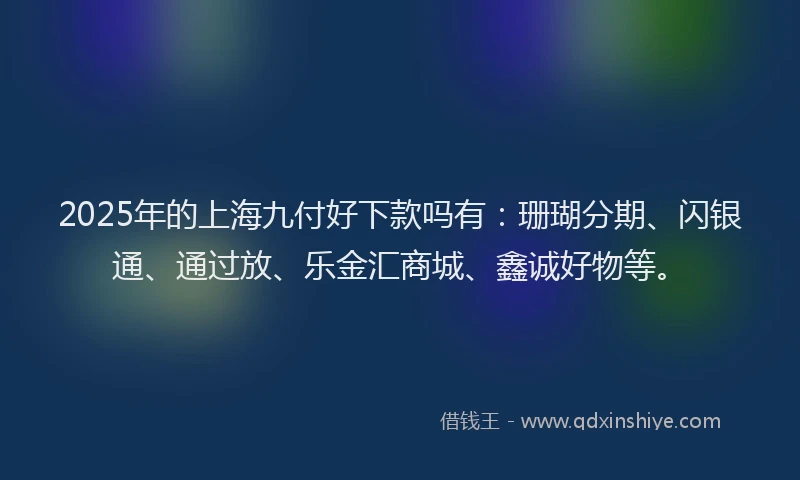 2025年的上海九付好下款吗有：珊瑚分期、闪银通、通过放、乐金汇商城、鑫诚好物等。