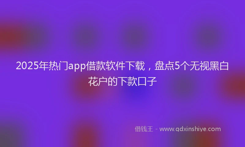 2025年热门app借款软件下载，盘点5个无视黑白花户的下款口子