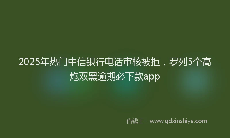 2025年热门中信银行电话审核被拒，罗列5个高炮双黑逾期必下款app