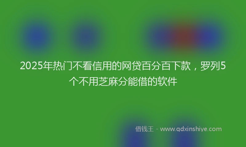 2025年热门不看信用的网贷百分百下款，罗列5个不用芝麻分能借的软件