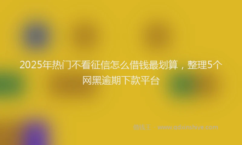 2025年热门不看征信怎么借钱最划算，整理5个网黑逾期下款平台
