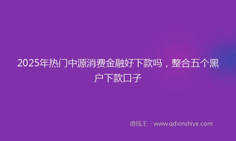 2025年热门中源消费金融好下款吗，整合五个黑户下款口子