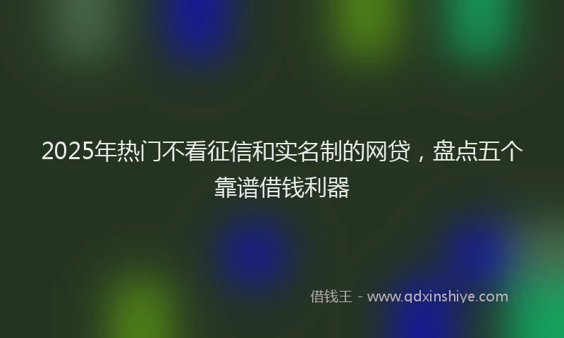 2025年热门不看征信和实名制的网贷，盘点五个靠谱借钱利器
