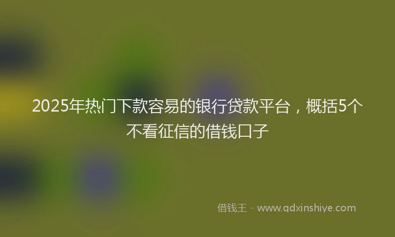 2025年热门下款容易的银行贷款平台，概括5个不看征信的借钱口子