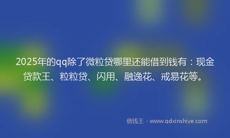 2025年的qq除了微粒贷哪里还能借到钱有：现金贷款王、粒粒贷、闪用、融逸花、戒易花等。