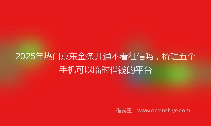 2025年热门京东金条开通不看征信吗，梳理五个手机可以临时借钱的平台