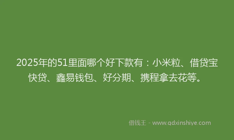 2025年的51里面哪个好下款有：小米粒、借贷宝快贷、鑫易钱包、好分期、携程拿去花等。