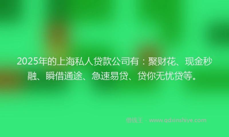 2025年的上海私人贷款公司有：聚财花、现金秒融、瞬借通途、急速易贷、贷你无忧贷等。