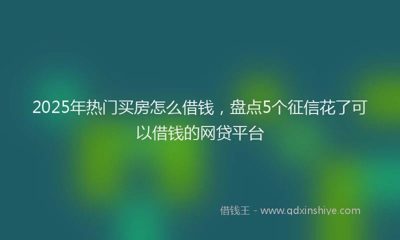 2025年热门买房怎么借钱，盘点5个征信花了可以借钱的网贷平台