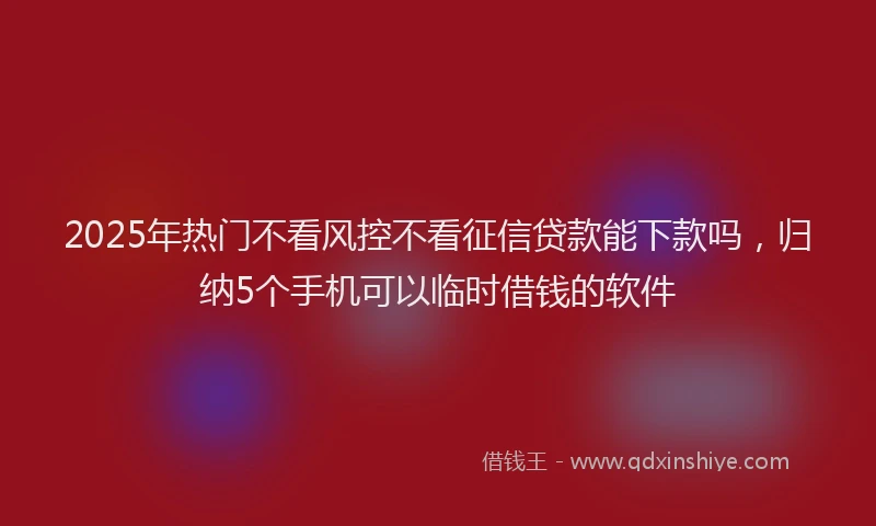 2025年热门不看风控不看征信贷款能下款吗，归纳5个手机可以临时借钱的软件