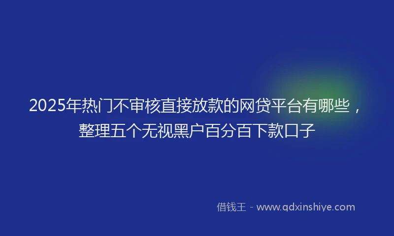 2025年热门不审核直接放款的网贷平台有哪些，整理五个无视黑户百分百下款口子