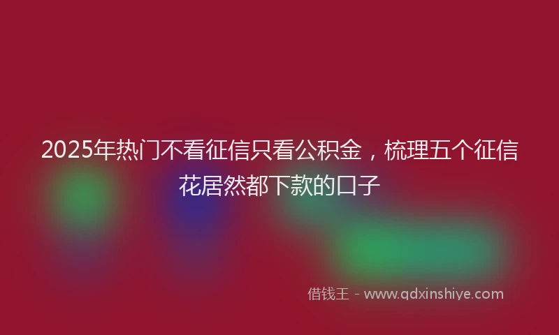 2025年热门不看征信只看公积金，梳理五个征信花居然都下款的口子