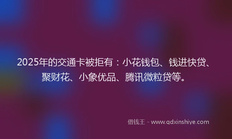 2025年的交通卡被拒有：小花钱包、钱进快贷、聚财花、小象优品、腾讯微粒贷等。