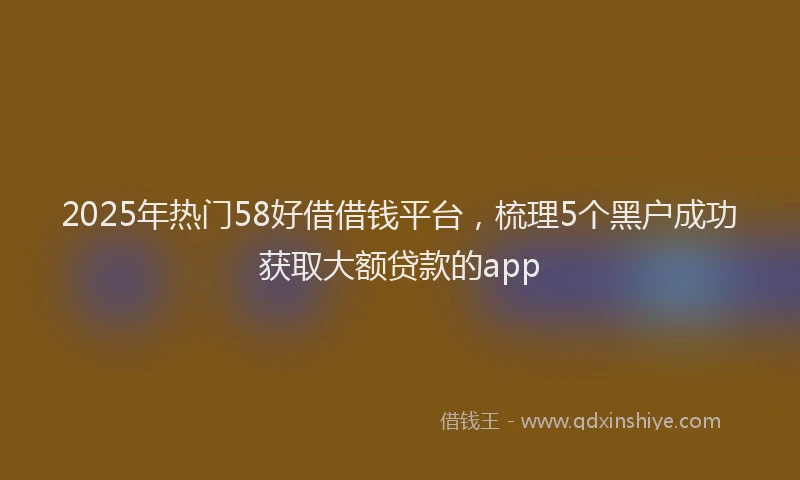 2025年热门58好借借钱平台，梳理5个黑户成功获取大额贷款的app
