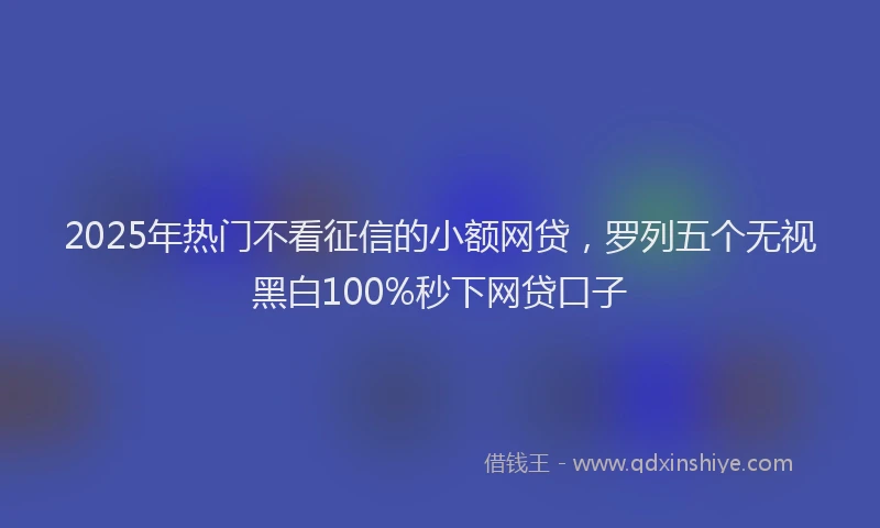2025年热门不看征信的小额网贷，罗列五个无视黑白100%秒下网贷口子