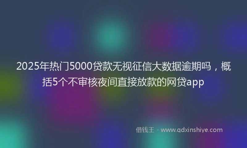 2025年热门5000贷款无视征信大数据逾期吗，概括5个不审核夜间直接放款的网贷app