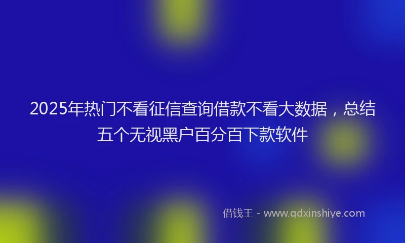 2025年热门不看征信查询借款不看大数据，总结五个无视黑户百分百下款软件