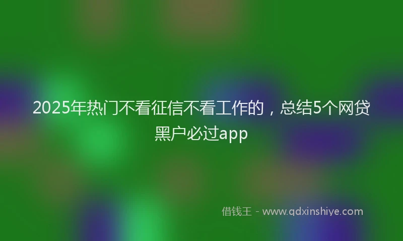 2025年热门不看征信不看工作的，总结5个网贷黑户必过app