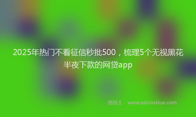 2025年热门不看征信秒批500，梳理5个无视黑花半夜下款的网贷app