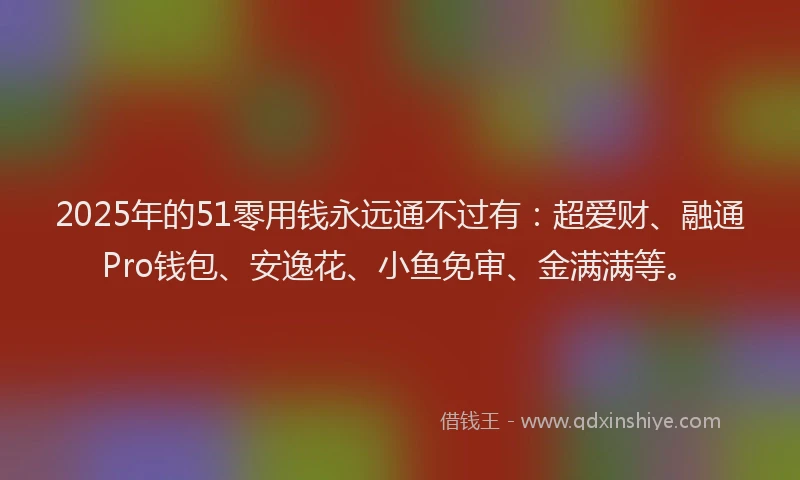 2025年的51零用钱永远通不过有：超爱财、融通Pro钱包、安逸花、小鱼免审、金满满等。