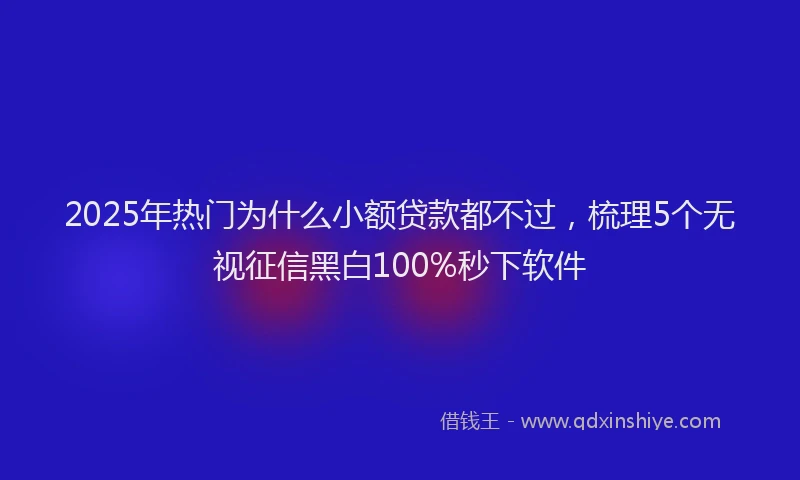 2025年热门为什么小额贷款都不过，梳理5个无视征信黑白100%秒下软件