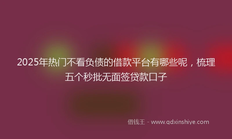 2025年热门不看负债的借款平台有哪些呢，梳理五个秒批无面签贷款口子