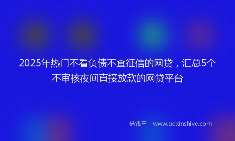2025年热门不看负债不查征信的网贷，汇总5个不审核夜间直接放款的网贷平台