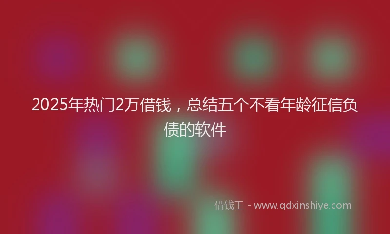 2025年热门2万借钱，总结五个不看年龄征信负债的软件