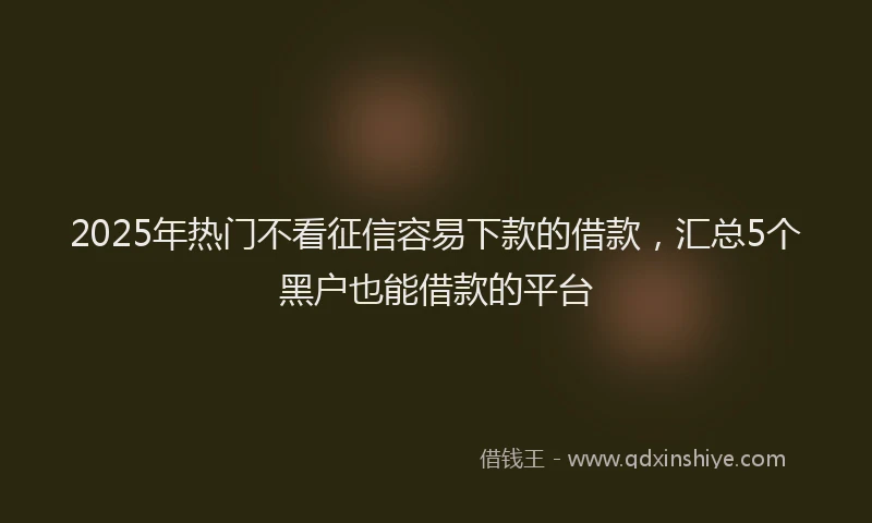 2025年热门不看征信容易下款的借款，汇总5个黑户也能借款的平台