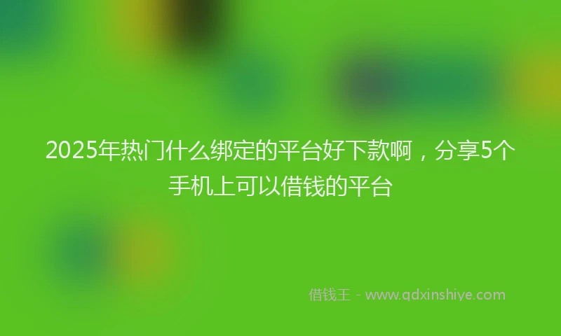 2025年热门什么绑定的平台好下款啊，分享5个手机上可以借钱的平台