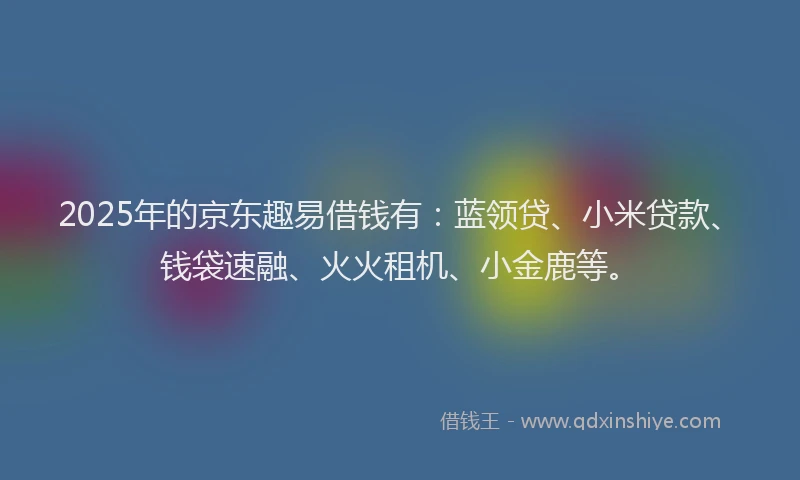 2025年的京东趣易借钱有：蓝领贷、小米贷款、钱袋速融、火火租机、小金鹿等。