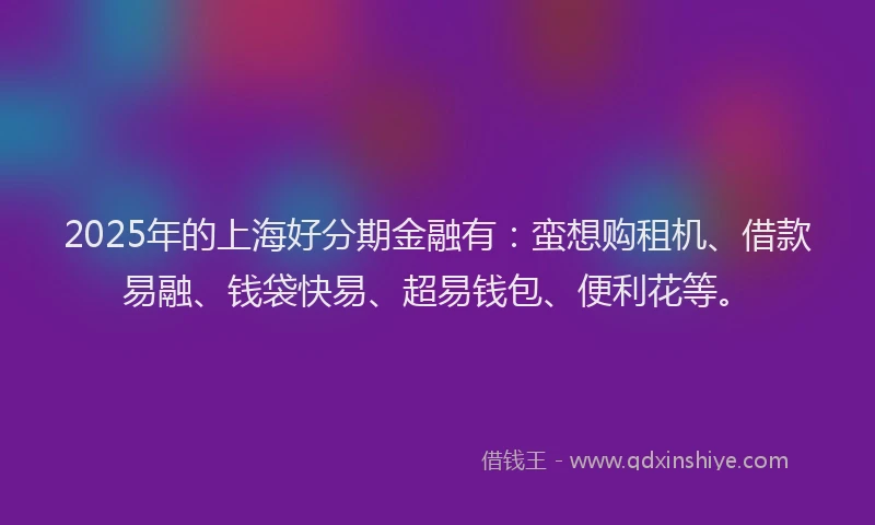 2025年的上海好分期金融有：蛮想购租机、借款易融、钱袋快易、超易钱包、便利花等。