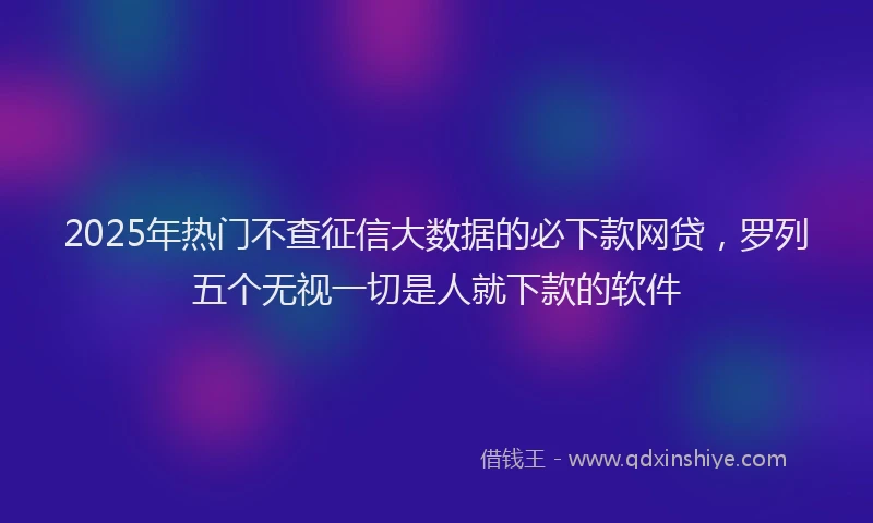 2025年热门不查征信大数据的必下款网贷，罗列五个无视一切是人就下款的软件