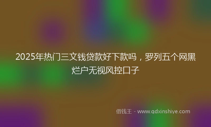2025年热门三文钱贷款好下款吗，罗列五个网黑烂户无视风控口子