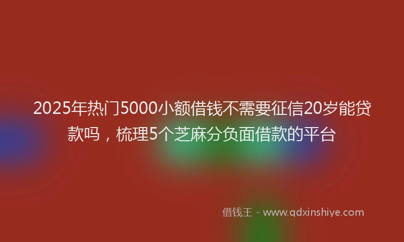 2025年热门5000小额借钱不需要征信20岁能贷款吗，梳理5个芝麻分负面借款的平台