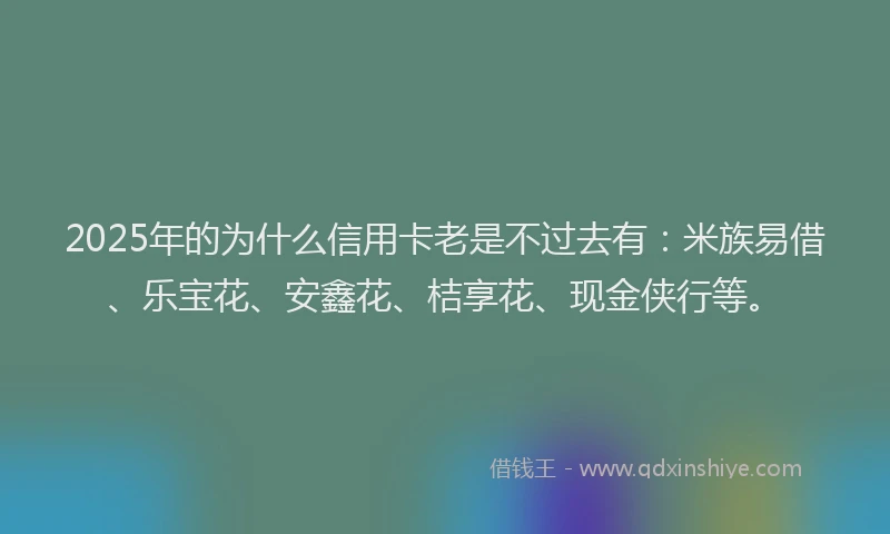 2025年的为什么信用卡老是不过去有：米族易借、乐宝花、安鑫花、桔享花、现金侠行等。
