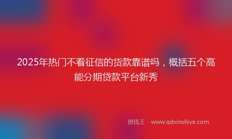 2025年热门不看征信的货款靠谱吗，概括五个高能分期贷款平台新秀