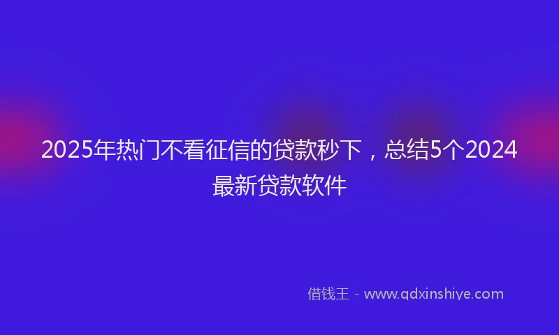 2025年热门不看征信的贷款秒下，总结5个2024最新贷款软件