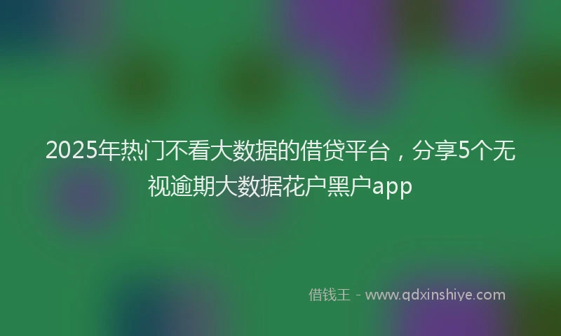 2025年热门不看大数据的借贷平台，分享5个无视逾期大数据花户黑户app