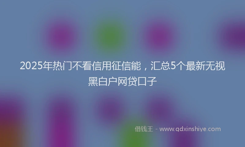 2025年热门不看信用征信能，汇总5个最新无视黑白户网贷口子